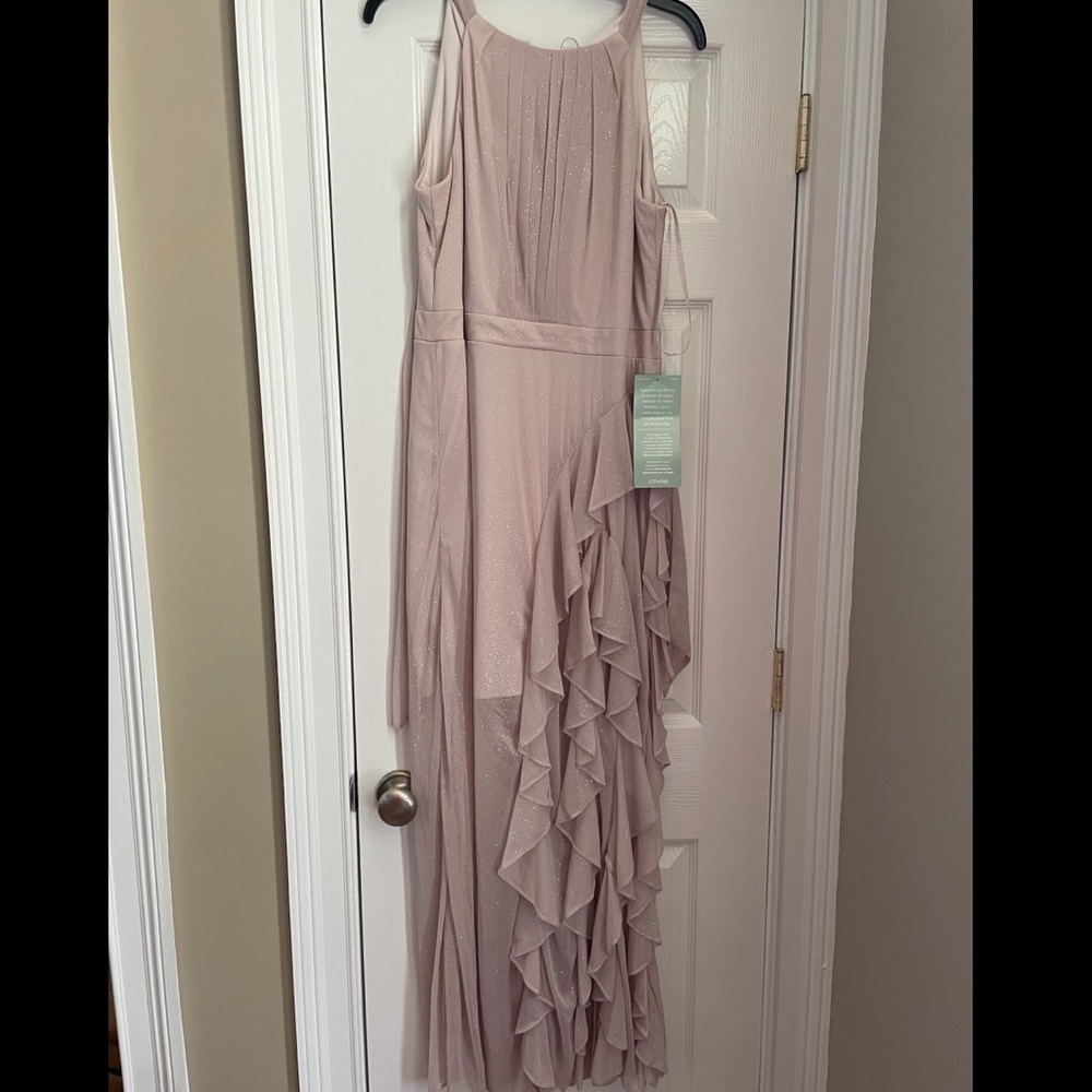 Size 12 Formal Maxi Dress- Champagne color with sparkle detail
